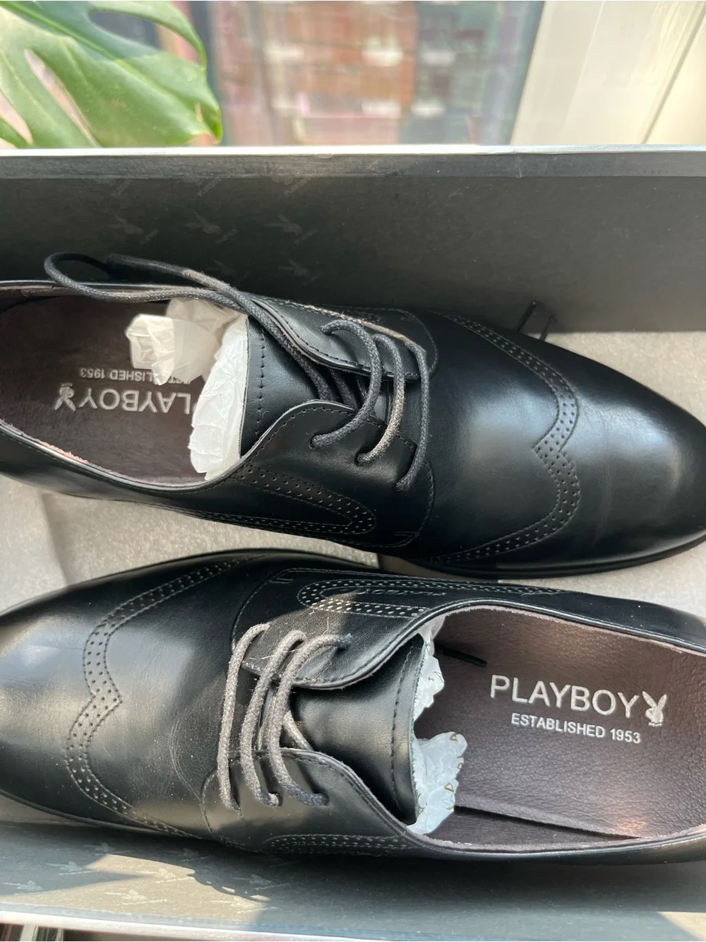 PLAYBOY Black Leather Loafers US Men’s 7